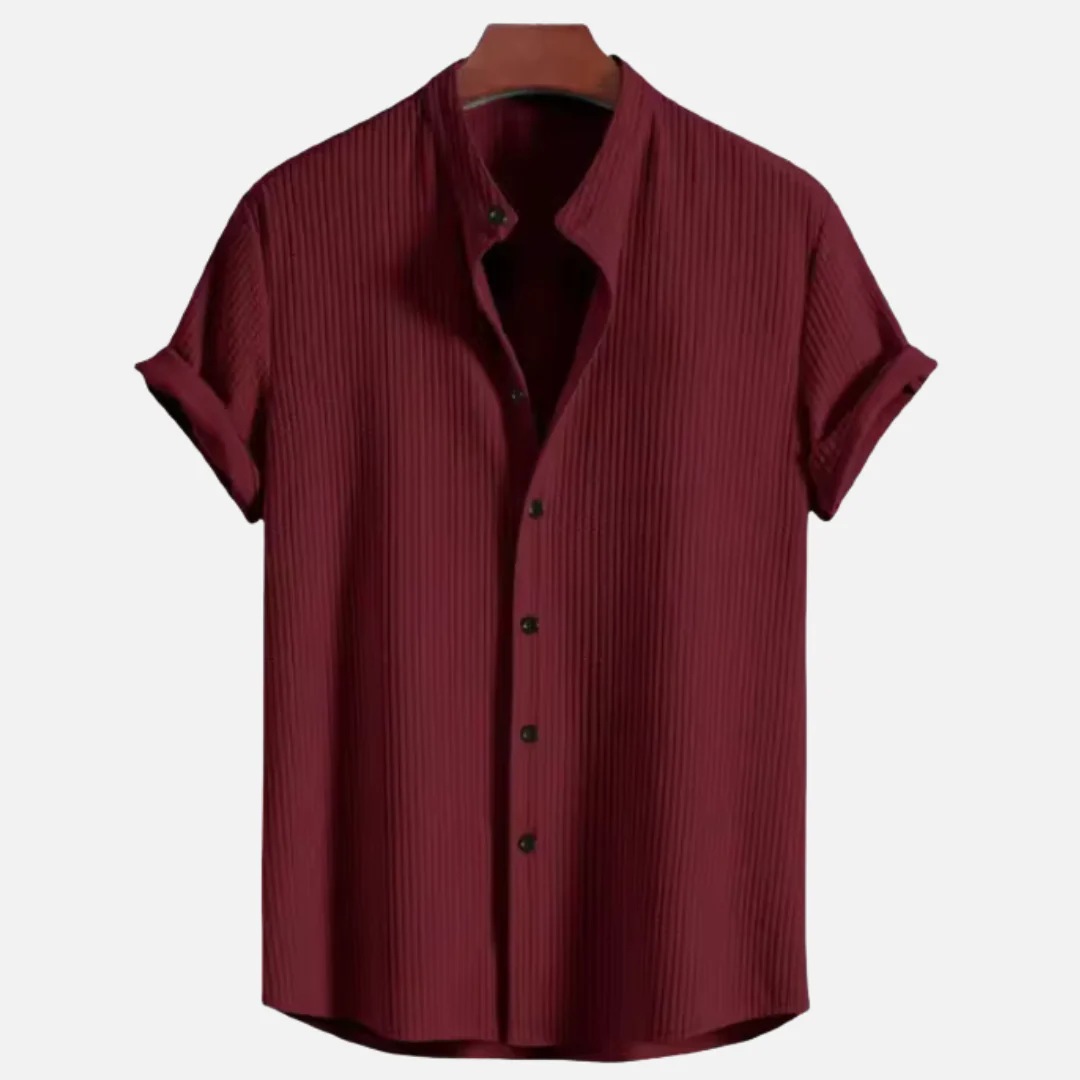 Rob Shirt | Men's Short Sleeve Linen Shirt with Mandarin Collar - Image 5