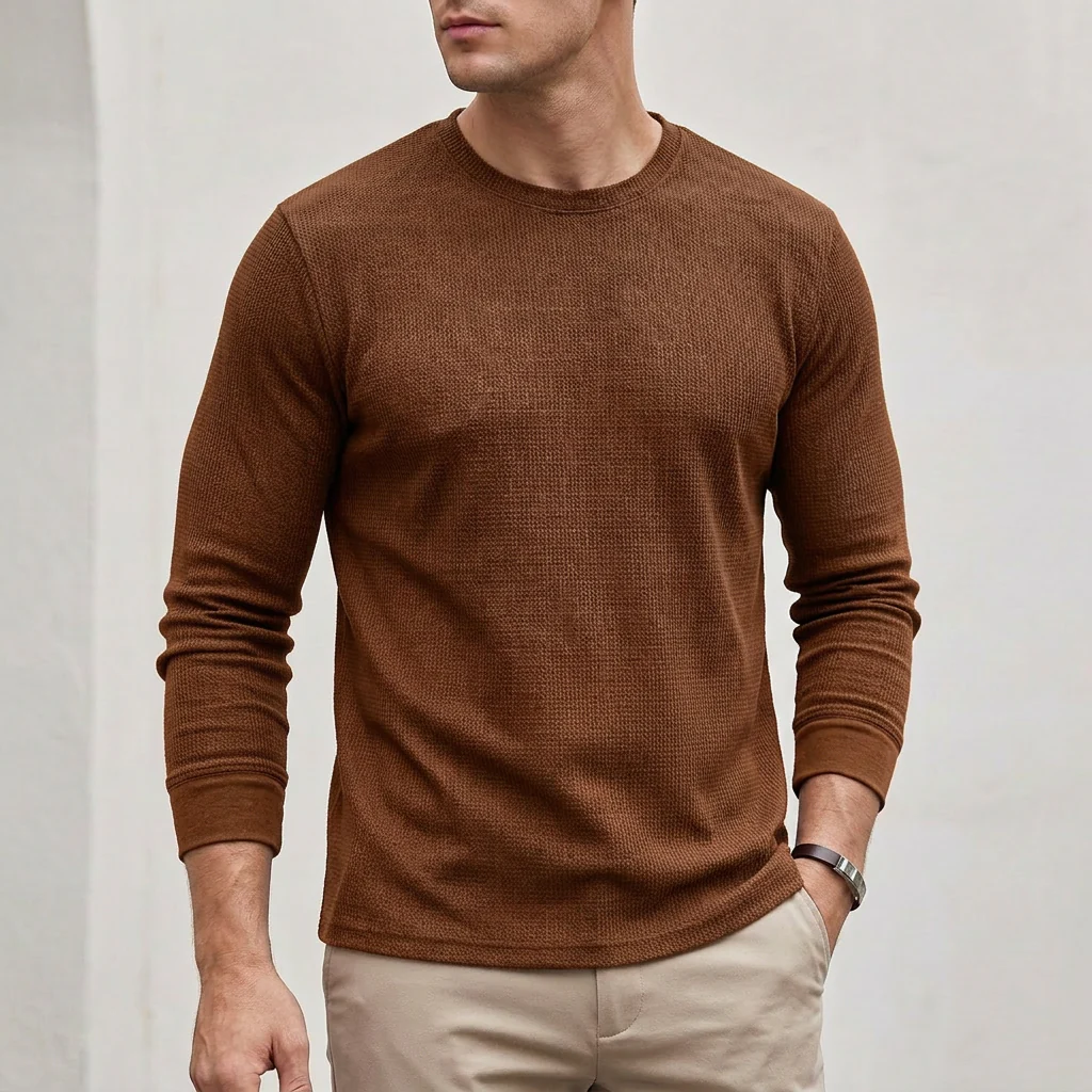 Rocco Ribbed Crewneck Knit Shirt | Regular Fit Solid Knit Shirt - Image 3