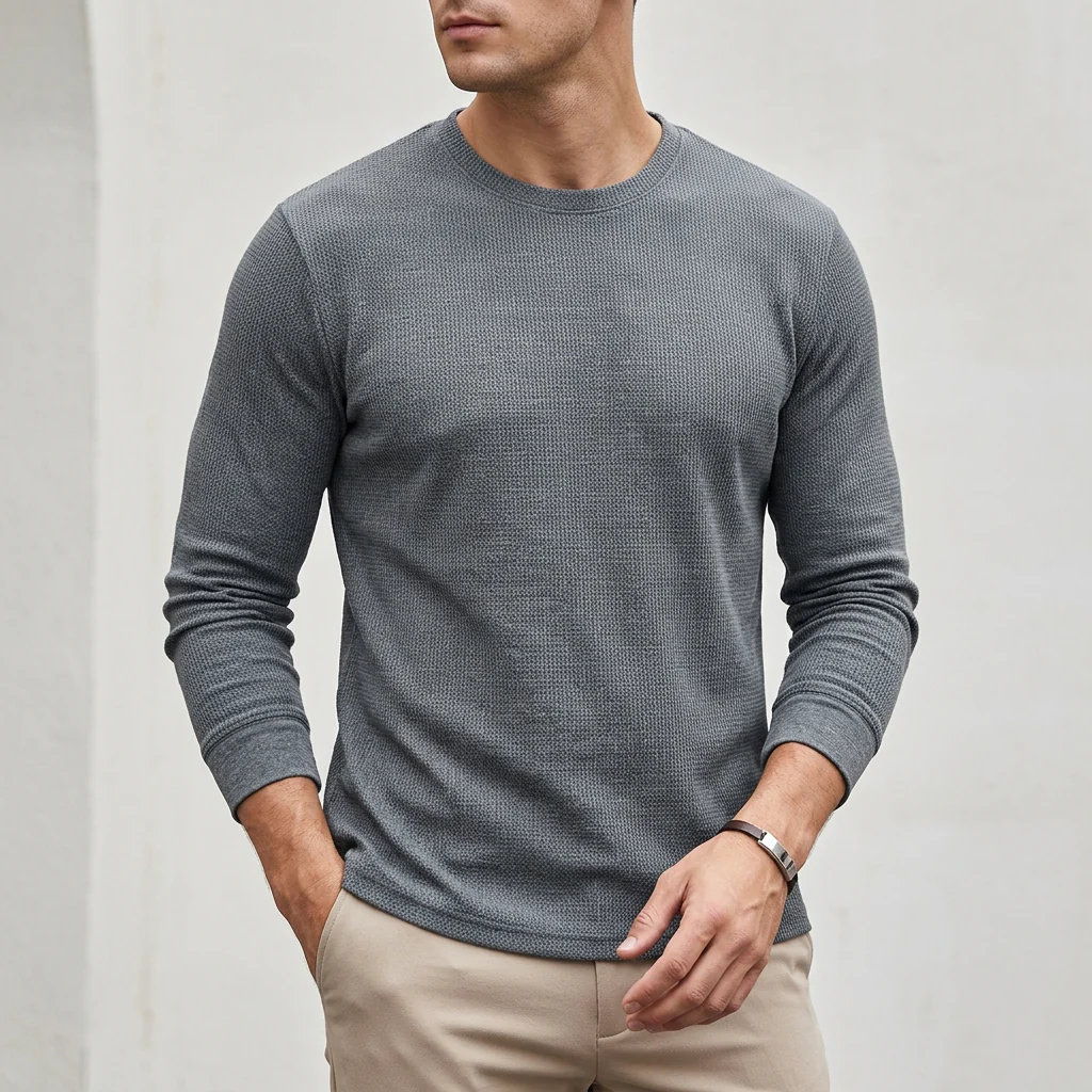 Rocco Ribbed Crewneck Knit Shirt | Regular Fit Solid Knit Shirt - Image 4