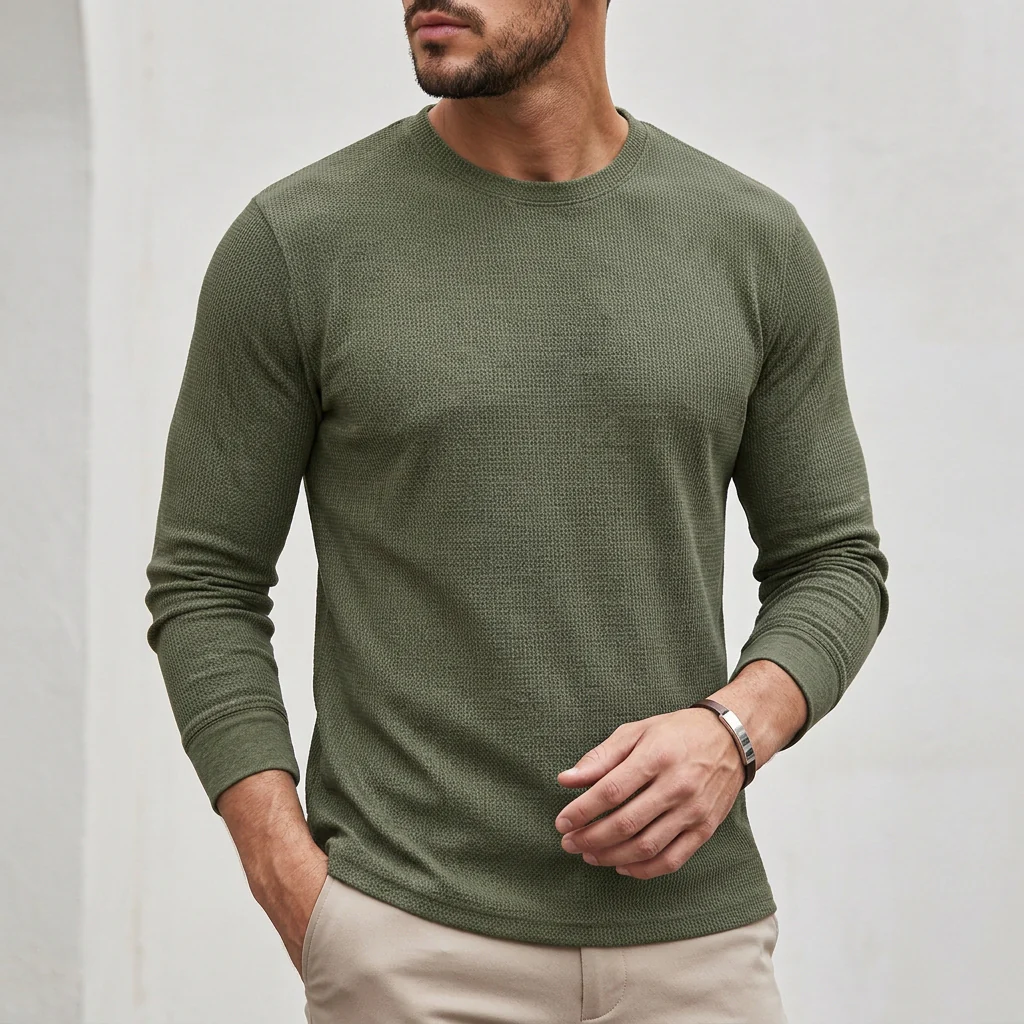 Rocco Ribbed Crewneck Knit Shirt | Regular Fit Solid Knit Shirt - Image 5