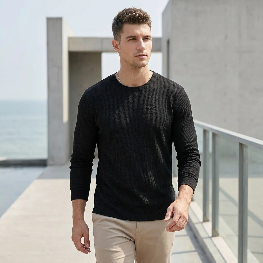 Rocco Ribbed Crewneck Knit Shirt | Regular Fit Solid Knit Shirt - Image 6