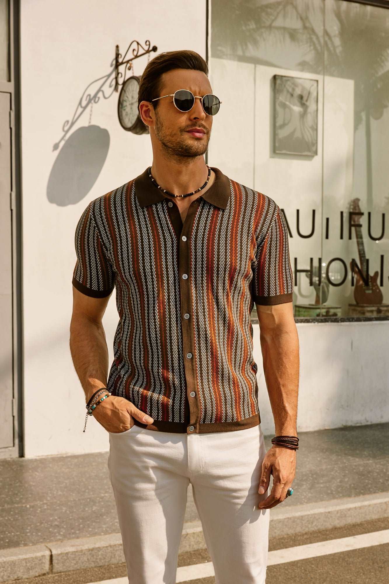 Roderik Shirt | Men's Retro Stripe Button Down Polo Shirt - Image 10