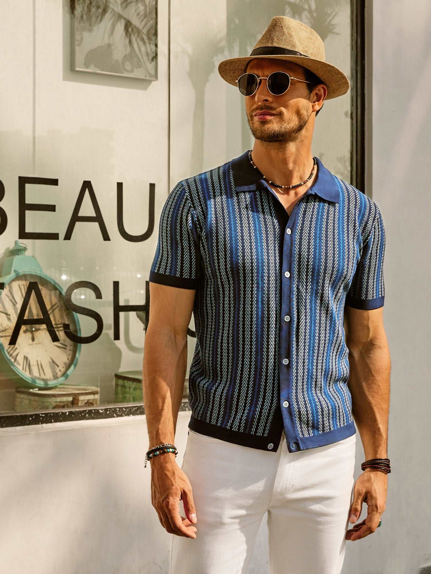 Roderik Shirt | Men's Retro Stripe Button Down Polo Shirt - Image 11