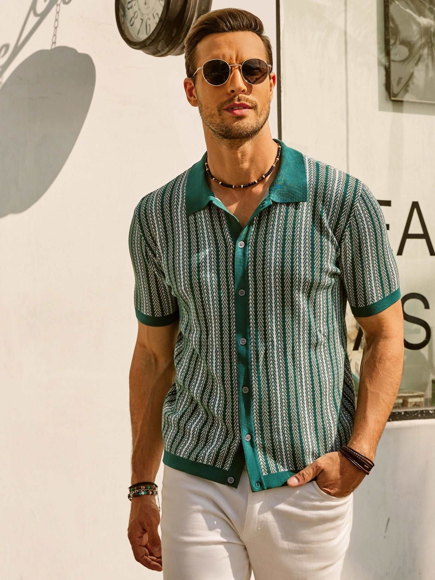 Roderik Shirt | Men's Retro Stripe Button Down Polo Shirt - Image 4