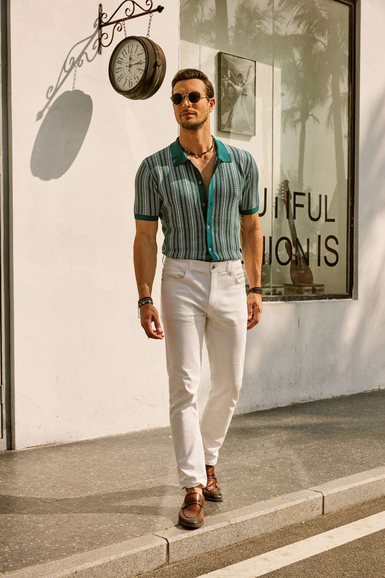 Roderik Shirt | Men's Retro Stripe Button Down Polo Shirt - Image 6