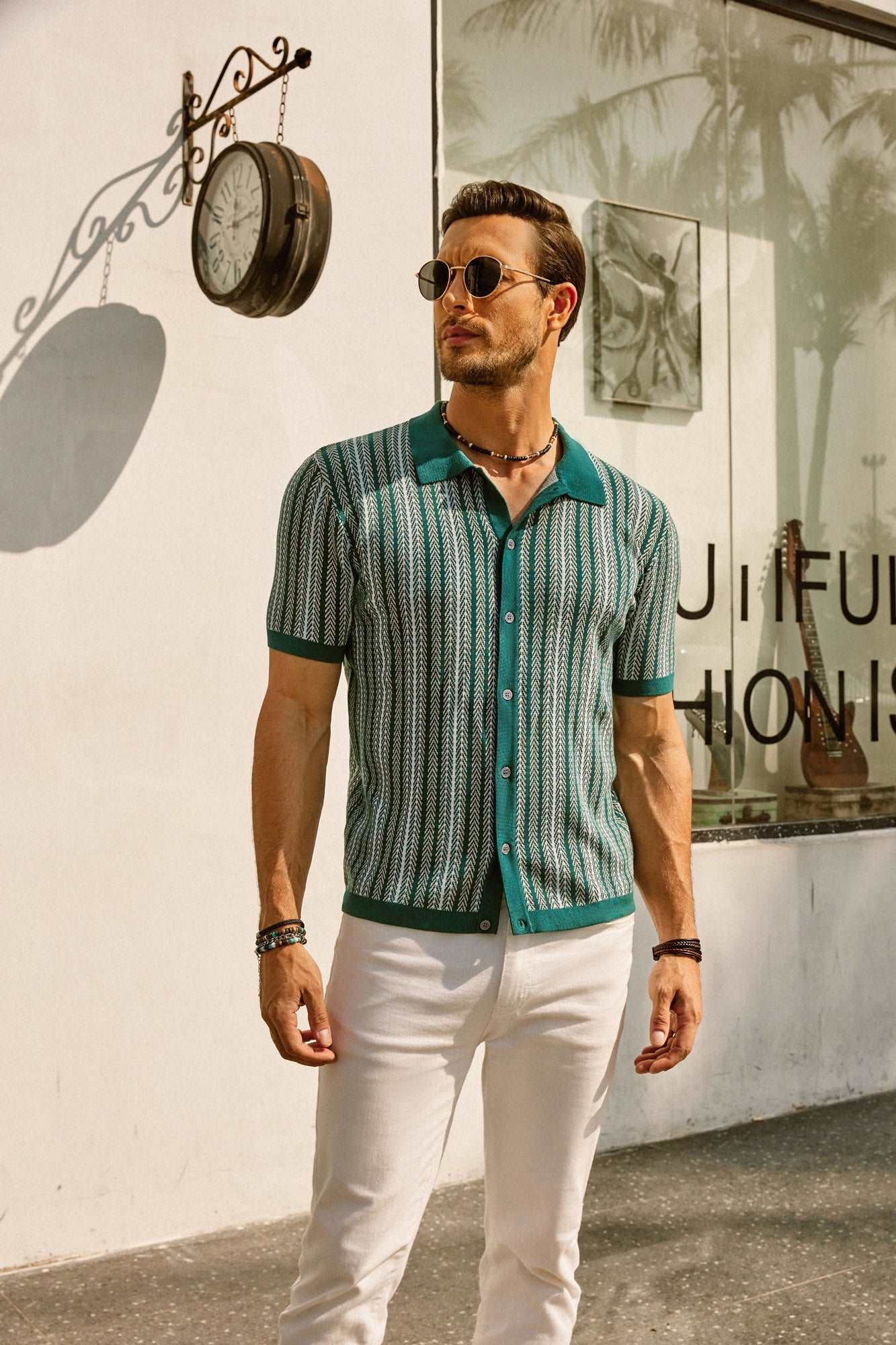 Roderik Shirt | Men's Retro Stripe Button Down Polo Shirt - Image 7