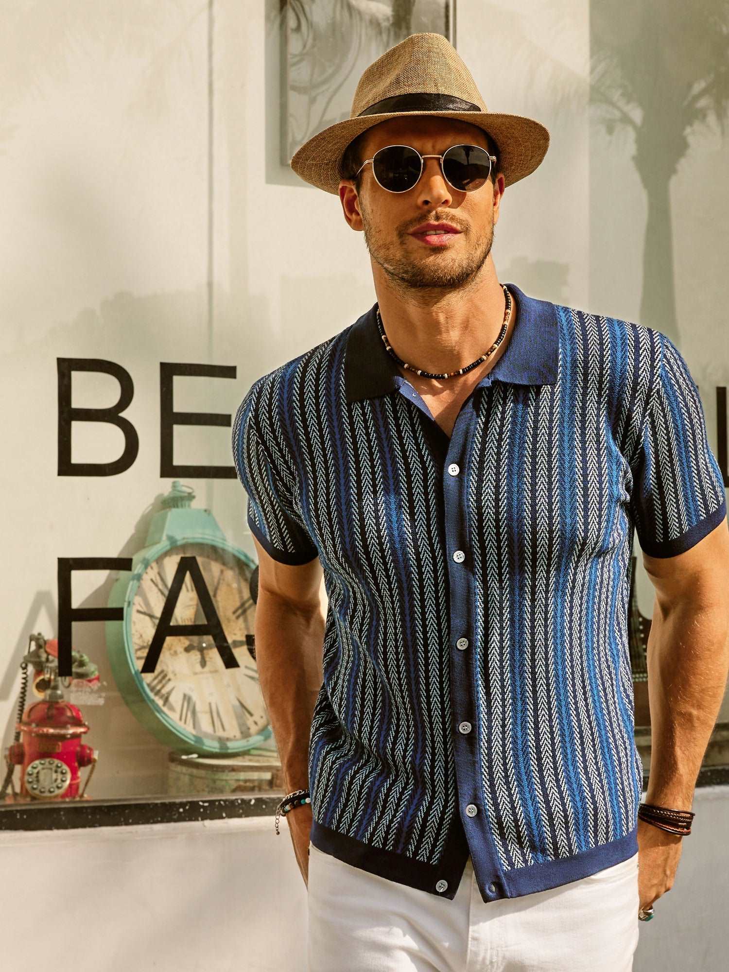 Roderik Shirt | Men's Retro Stripe Button Down Polo Shirt - Image 8