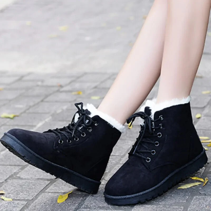 Rosie Ankle-Length Ankle Boots | Lace-Up Fur Trim Ankle Boots - Image 4