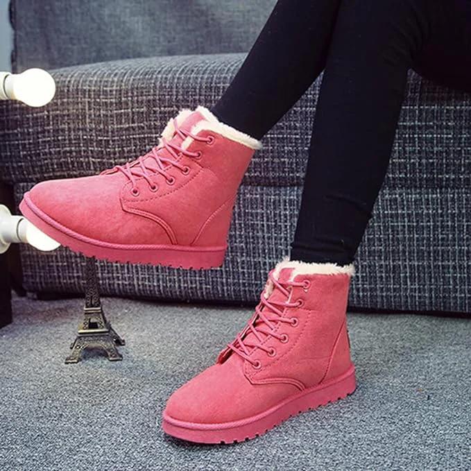 Rosie Ankle-Length Ankle Boots | Lace-Up Fur Trim Ankle Boots - Image 5