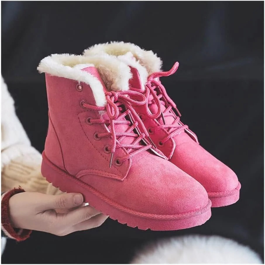 Rosie Ankle-Length Ankle Boots | Lace-Up Fur Trim Ankle Boots - Image 6