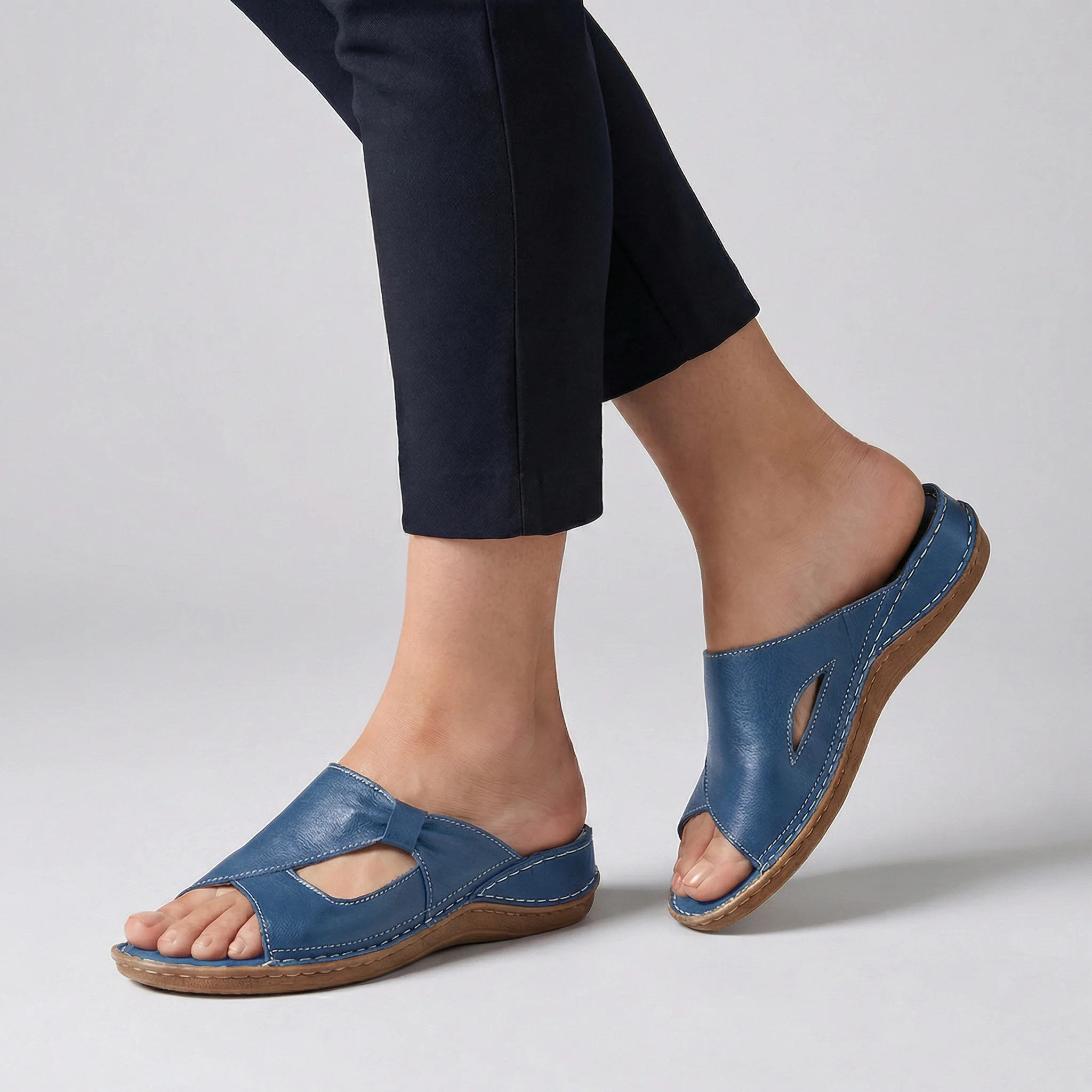 Rosie Orthopedic Slide Sandals | Bow Detail Cut-Out Slide Sandals - Image 2