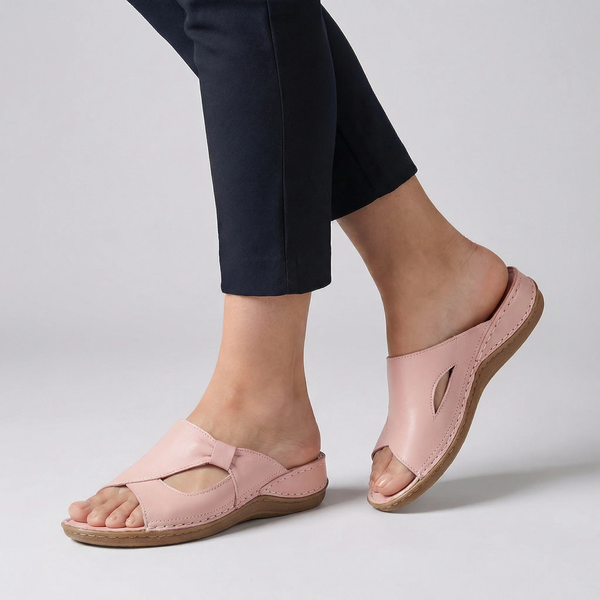 Rosie Orthopedic Slide Sandals | Bow Detail Cut-Out Slide Sandals - Image 3