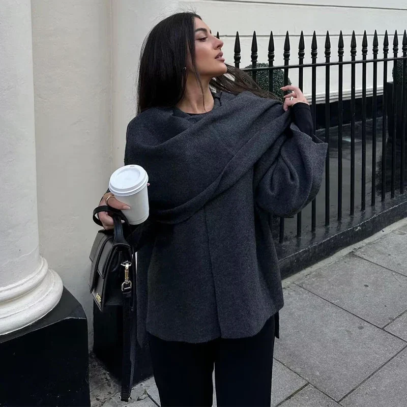 Rosie Oversized Coat | Asymmetrical Button Closure Hip-Length Coat
