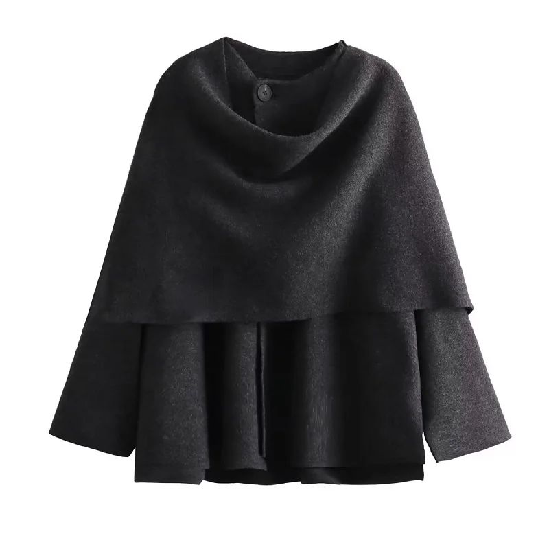 Rosie Oversized Coat | Asymmetrical Button Closure Hip-Length Coat - Image 3