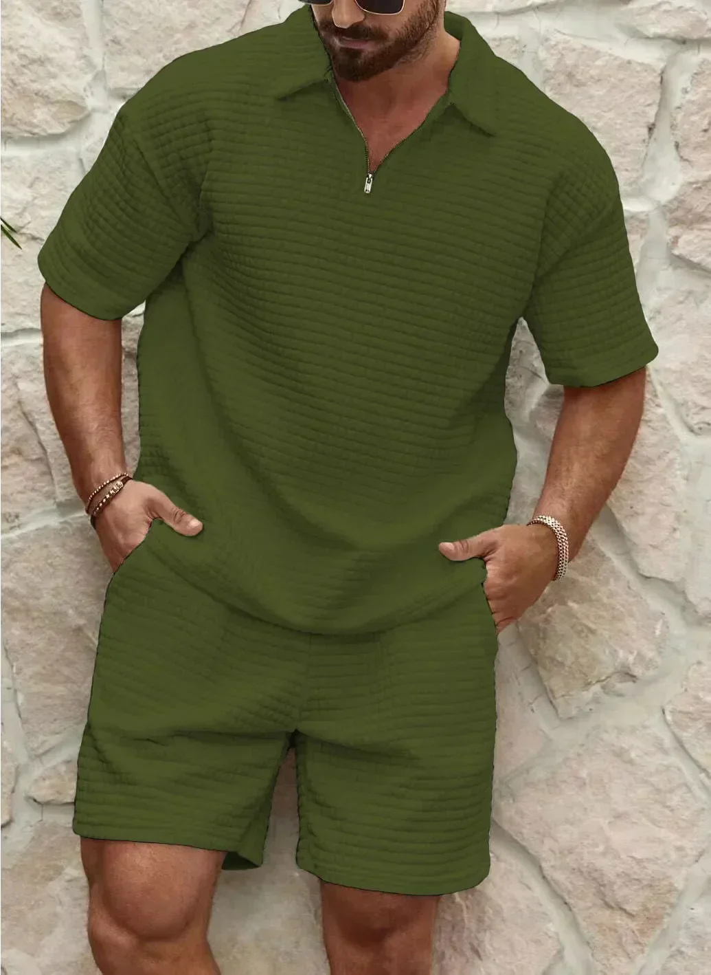 Rudolf Men's Waffle Knit Short Set | Casual & Breathable - Image 6