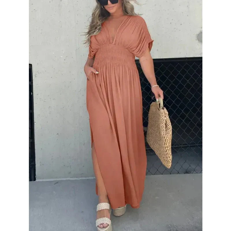 Sabine V-Neck Maxi Dress | Flowy Fit with Pockets - Image 10