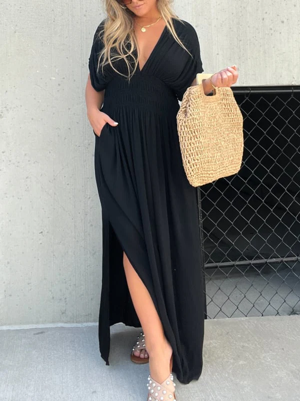 Sabine V-Neck Maxi Dress | Flowy Fit with Pockets - Image 5