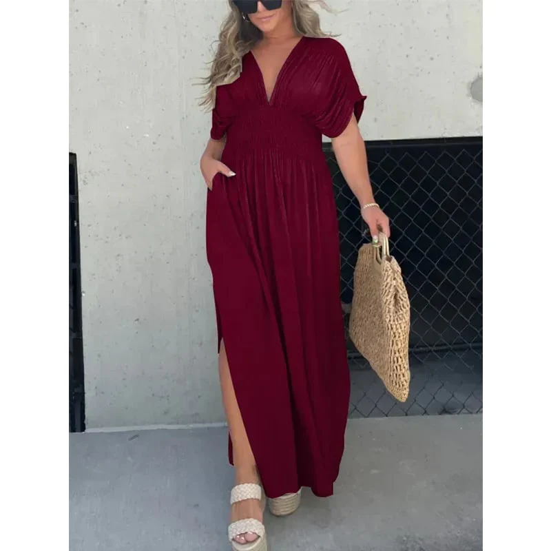 Sabine V-Neck Maxi Dress | Flowy Fit with Pockets - Image 8