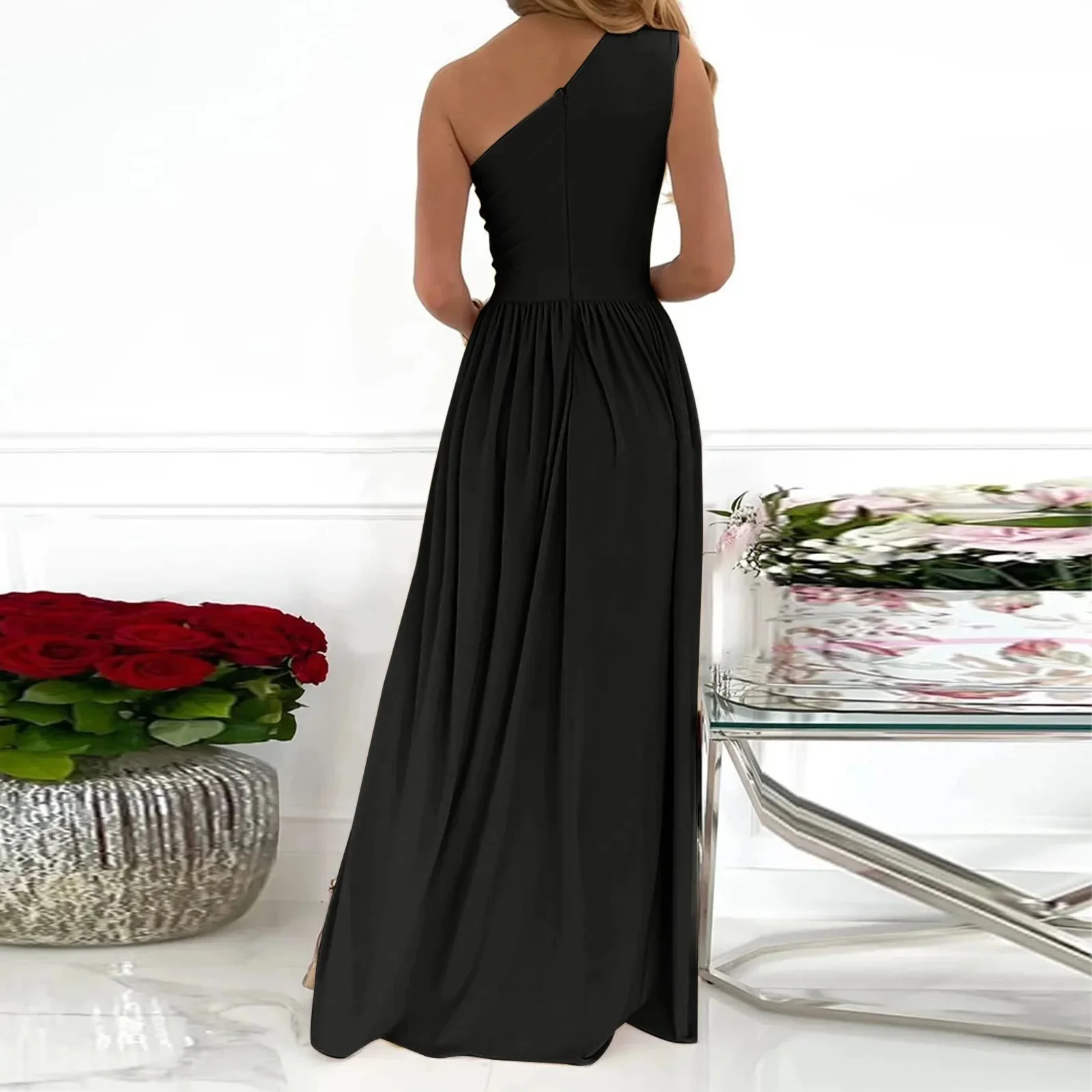 Saffira Dress | One-Shoulder Maxi Dress with Split - Image 4
