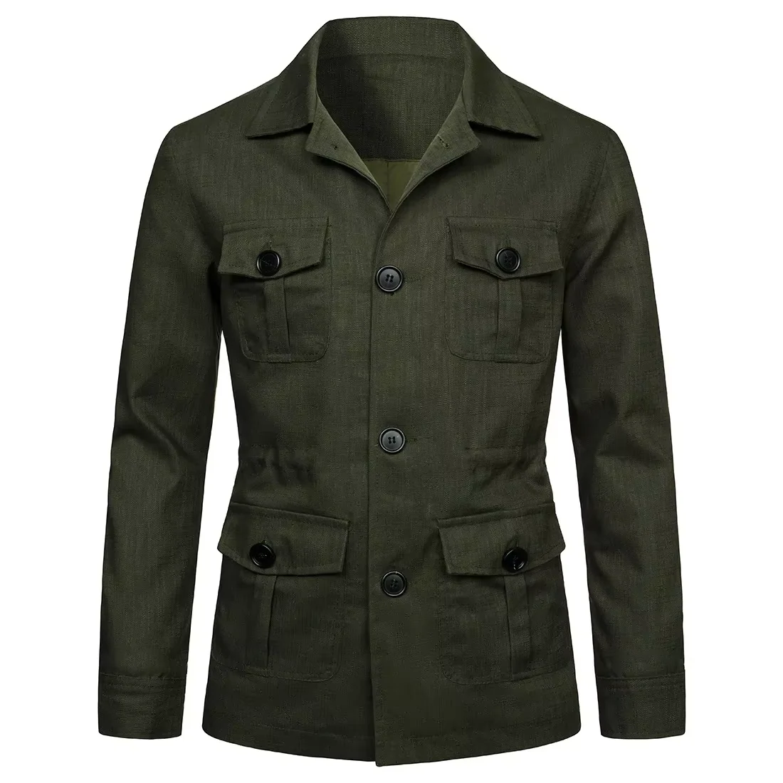 Sebastian Linen Regular Fit Field Coat | Collared Button Front Field Coat - Image 3