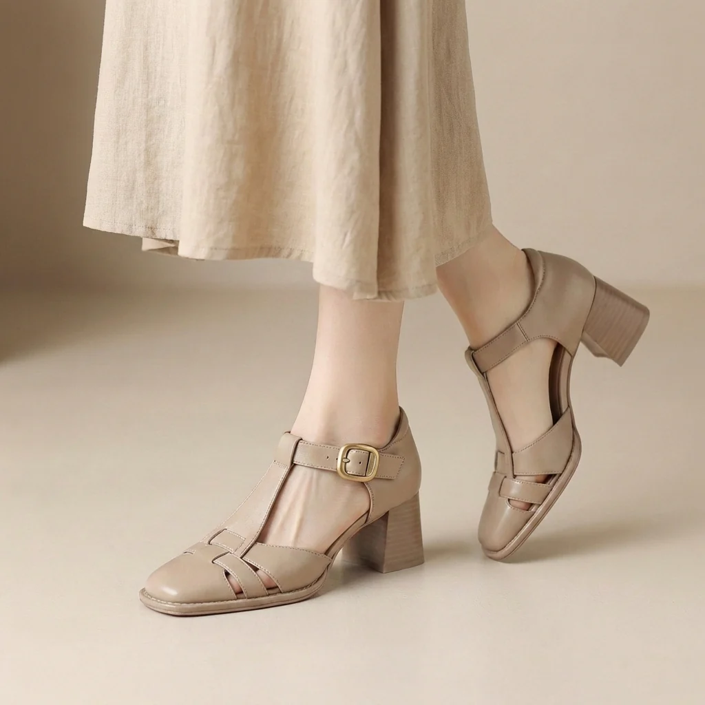 Sienna Block Heel Sandals | Square Toe Caged Front Sandals