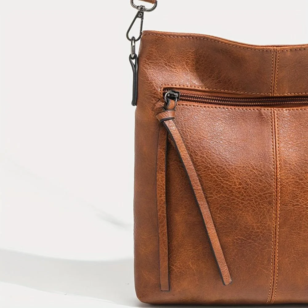 Sienna Slim Structured Crossbody Bag | Tassel Detail Silver Hardware Crossbody Bag - Image 3