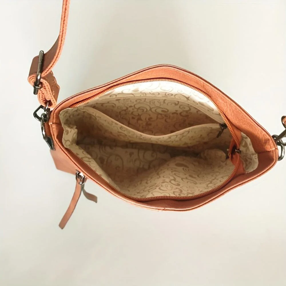 Sienna Slim Structured Crossbody Bag | Tassel Detail Silver Hardware Crossbody Bag - Image 4