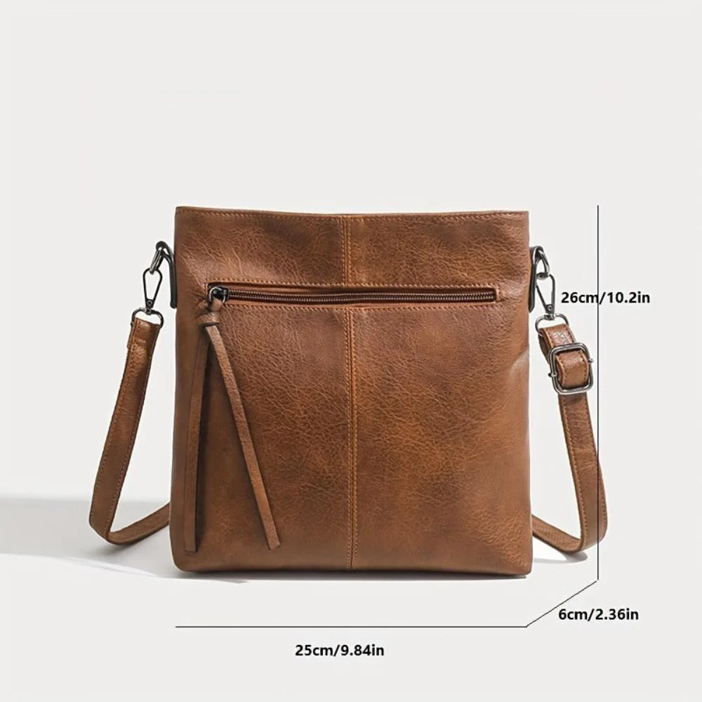 Sienna Slim Structured Crossbody Bag | Tassel Detail Silver Hardware Crossbody Bag - Image 5