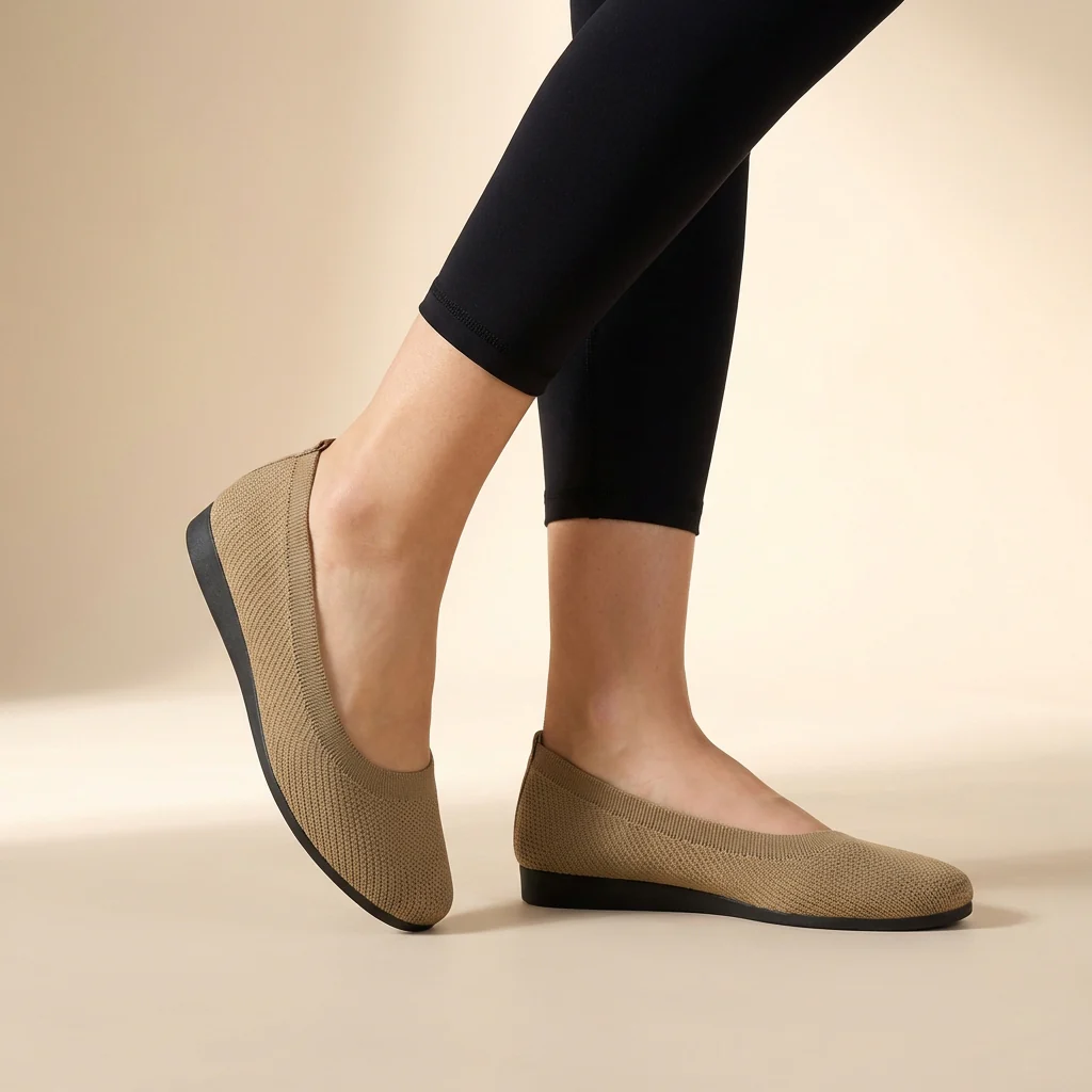 Sienna Mesh Ribbed Trim Ballet Flats | Slip-On Ballet Flats - Image 6