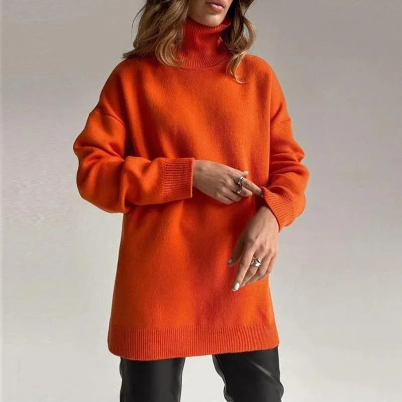 Sienna Oversized Turtleneck Sweater | Side Slits Long Sleeve Sweater - Image 3