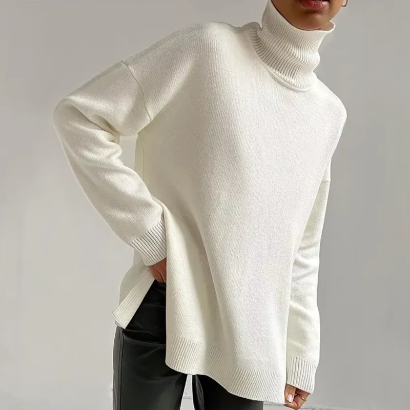 Sienna Oversized Turtleneck Sweater | Side Slits Long Sleeve Sweater - Image 5