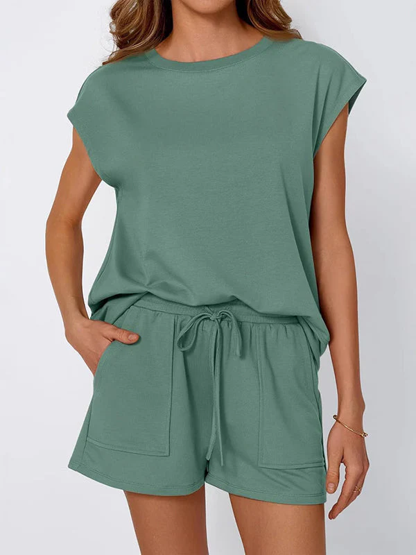Sienna Relaxed Fit T-Shirt & Shorts Two-Piece Set | Dropped Shoulder Drawstring Waist Set - Image 3