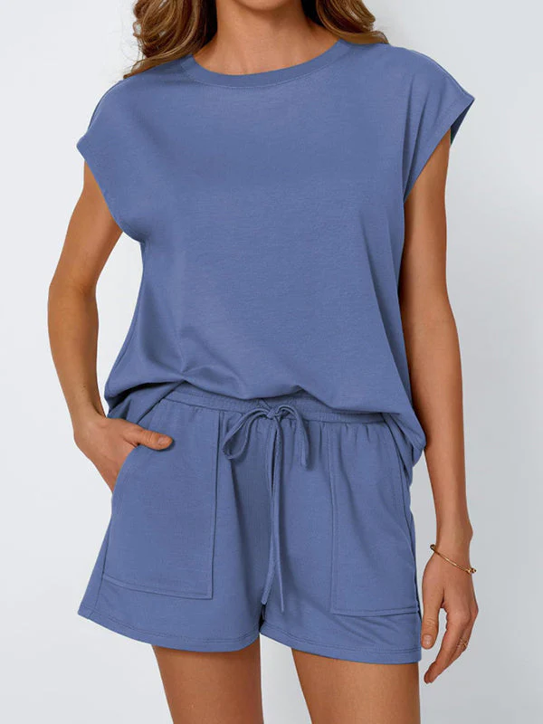 Sienna Relaxed Fit T-Shirt & Shorts Two-Piece Set | Dropped Shoulder Drawstring Waist Set - Image 4