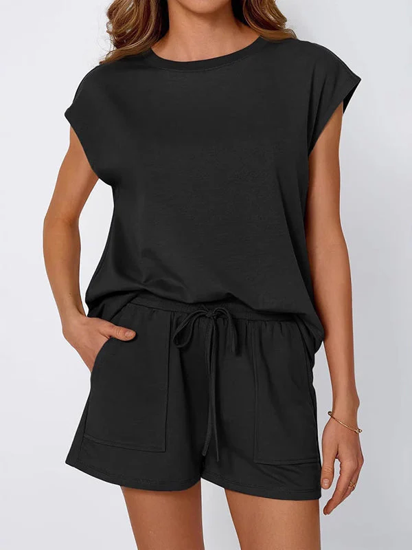 Sienna Relaxed Fit T-Shirt & Shorts Two-Piece Set | Dropped Shoulder Drawstring Waist Set - Image 5