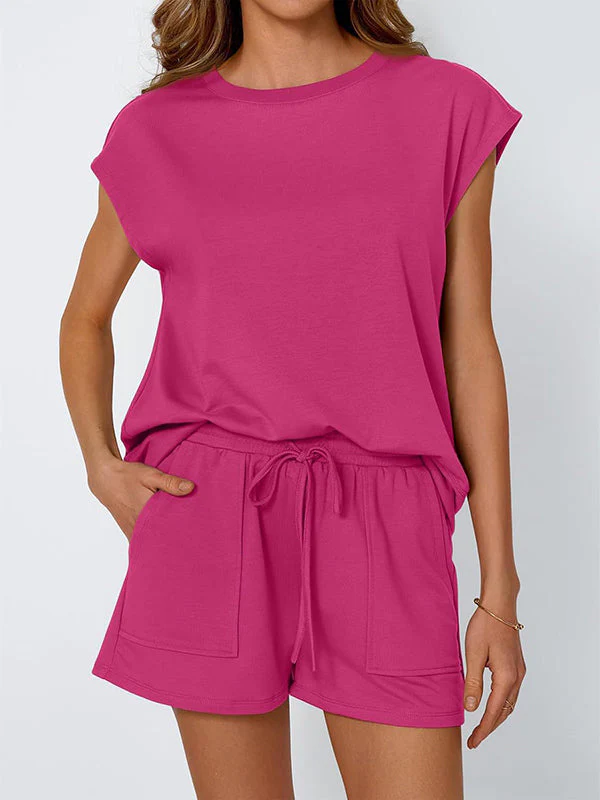 Sienna Relaxed Fit T-Shirt & Shorts Two-Piece Set | Dropped Shoulder Drawstring Waist Set - Image 6