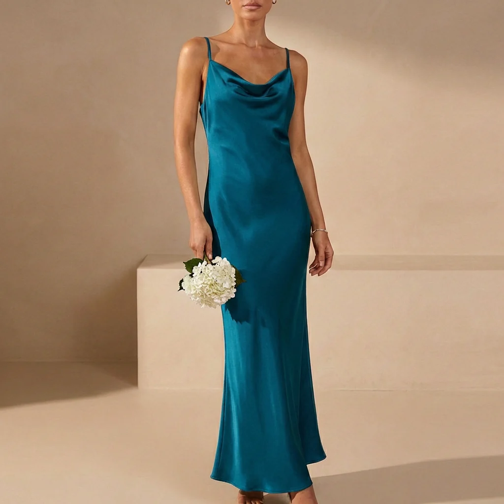 Sienna Slim Fit Maxi Dress | Cowl Neck Sleeveless Dress - Image 4