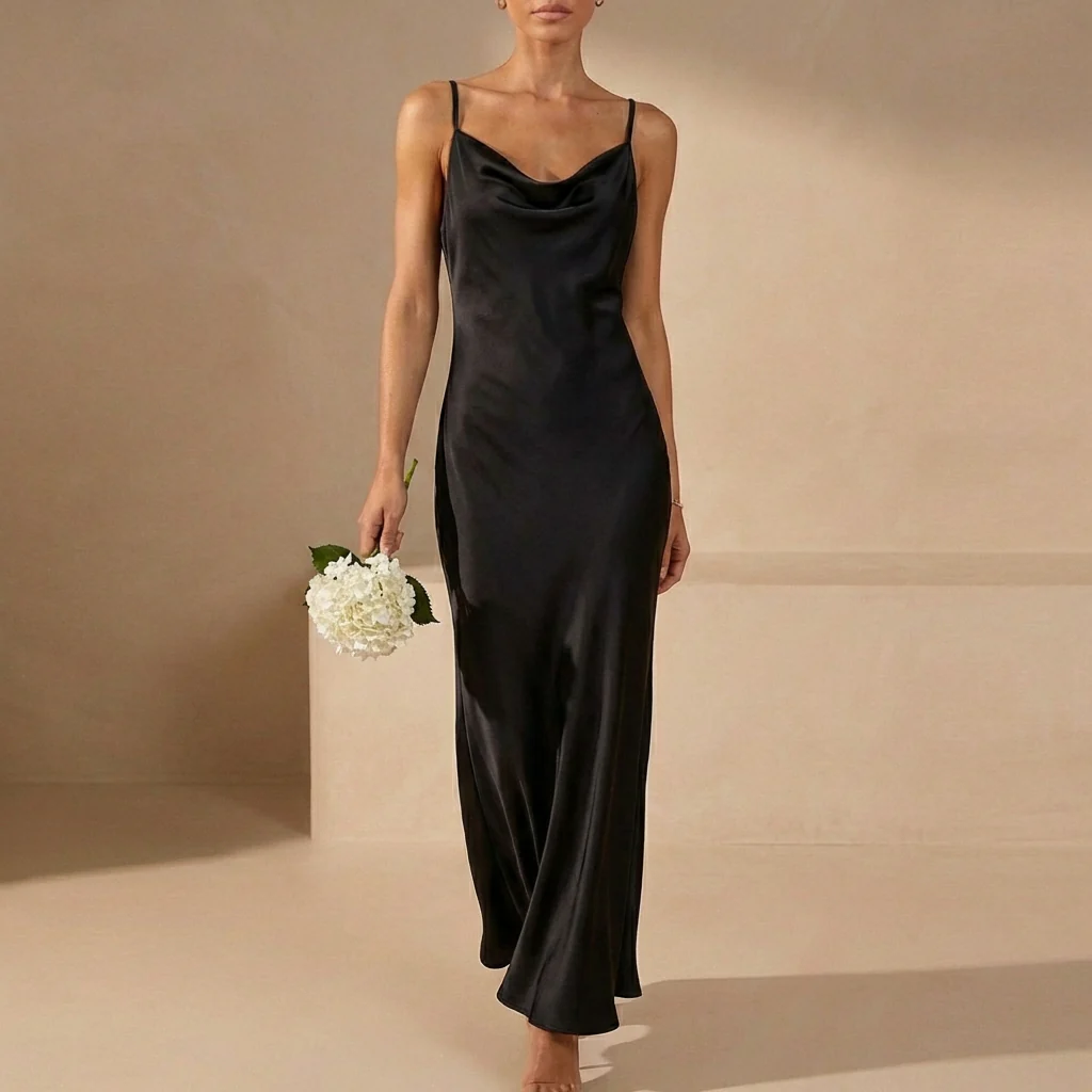 Sienna Slim Fit Maxi Dress | Cowl Neck Sleeveless Dress - Image 5