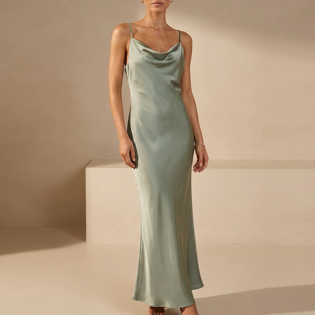 Sienna Slim Fit Maxi Dress | Cowl Neck Sleeveless Dress - Image 6