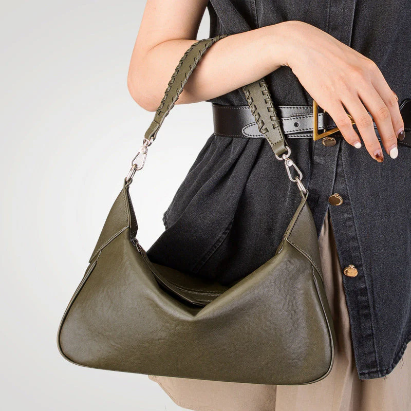 Sophia Hobo Silhouette Short-Handle Shoulder Bag | Braided Strap Silver-Tone Short-Handle Shoulder Bag - Image 5