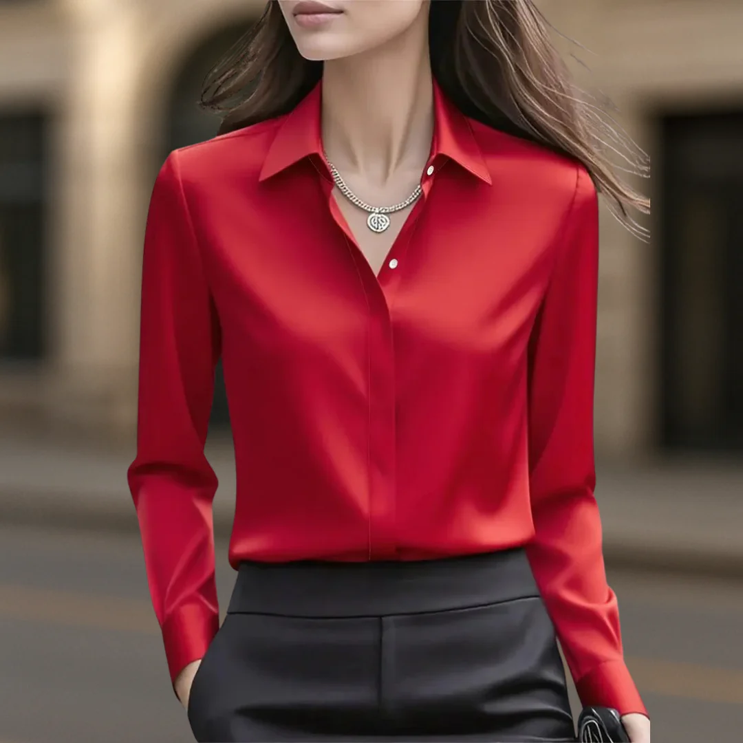 Sophia Regular Fit Button-Down Blouse | Collared Long Sleeve Blouse - Image 3