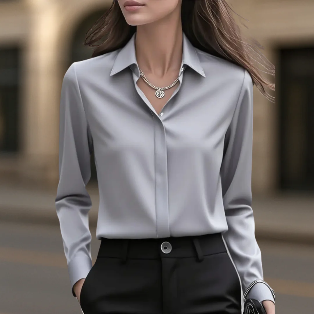 Sophia Regular Fit Button-Down Blouse | Collared Long Sleeve Blouse - Image 4