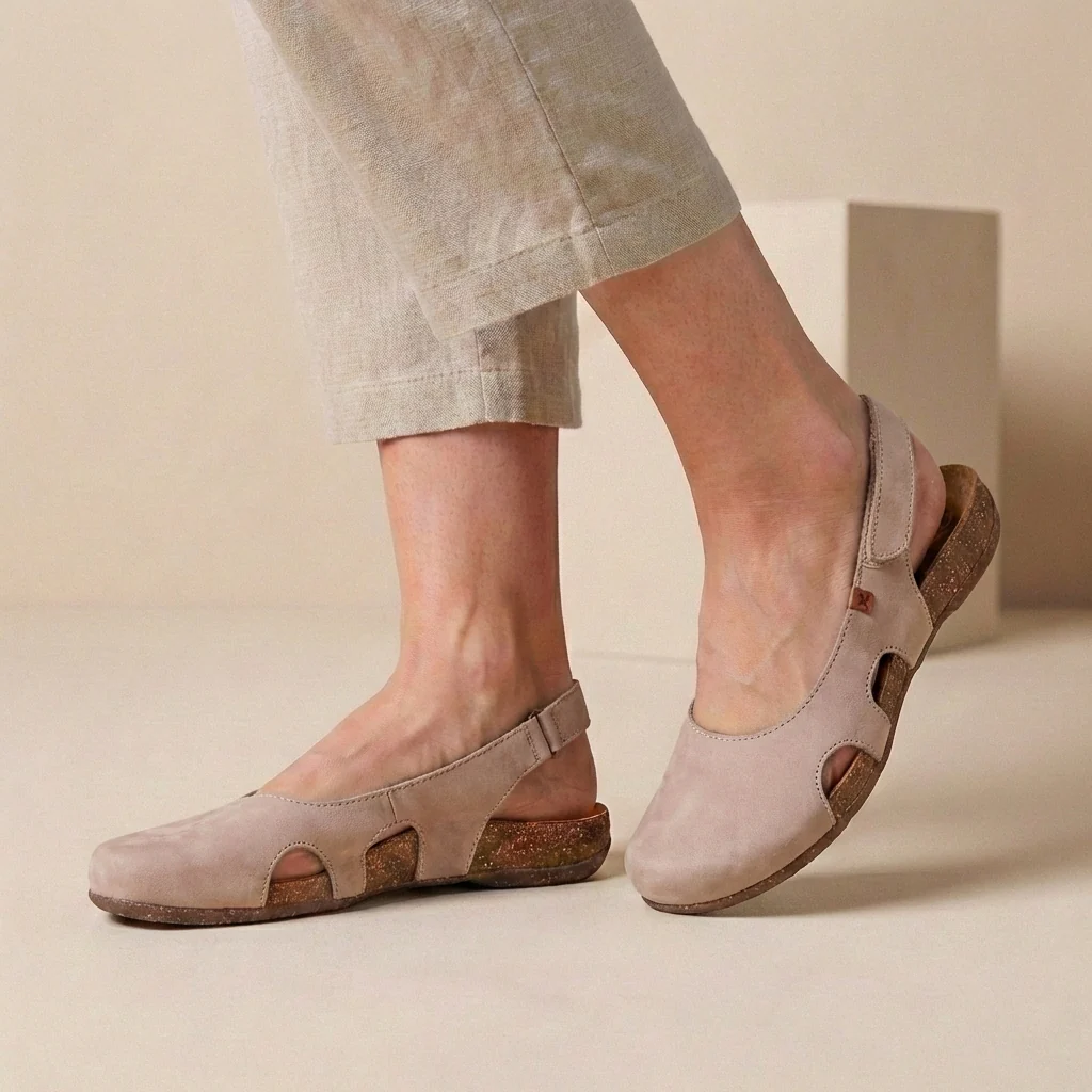 Sophie Orthopedic Closed-Toe Sandals | Ankle Strap Cork-Look Sandals - Image 2