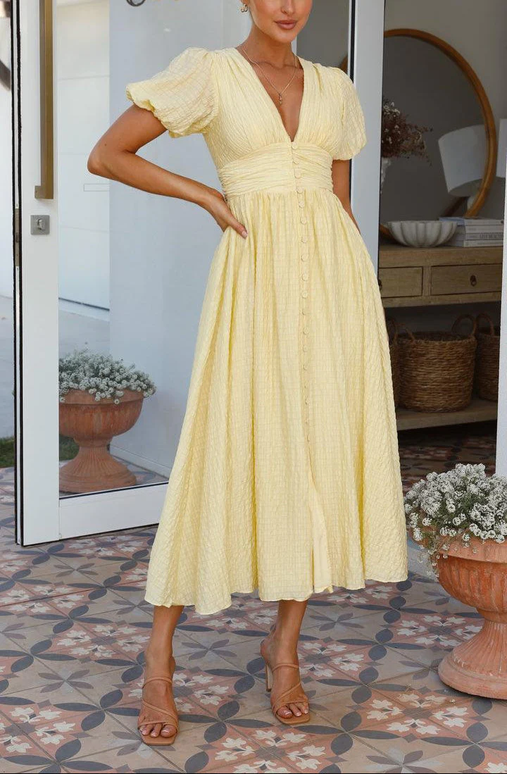 Sorelle Dress | Flattering V-Neckline Midi Dress - Image 4
