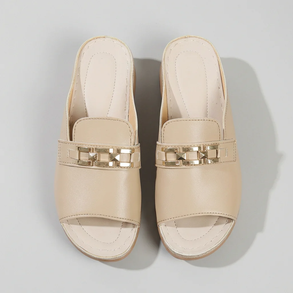 Stella Wedge Sandals | Metal Embellishment Casual Sandals - Image 6