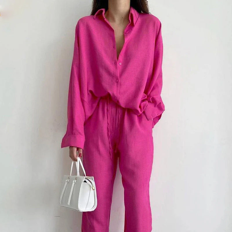 Suzan Set | Linen Blouse & Wide-Leg Pants
