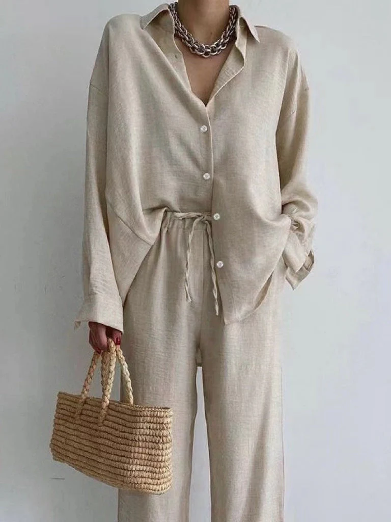Suzan Set | Linen Blouse & Wide-Leg Pants - Image 2