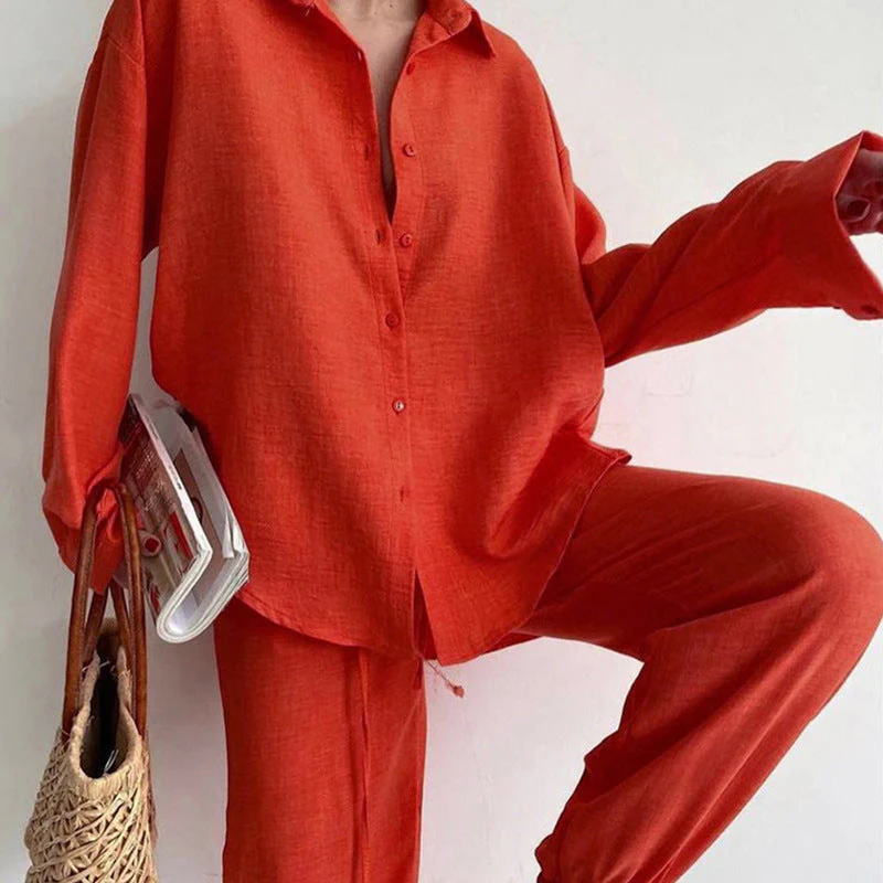 Suzan Set | Linen Blouse & Wide-Leg Pants - Image 3
