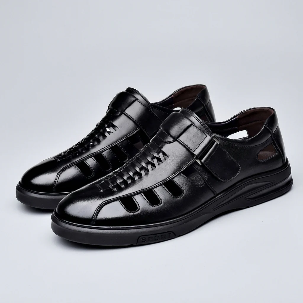 Theodore Sandals | Interlaced Vamp Fur Trim Sandals - Image 3