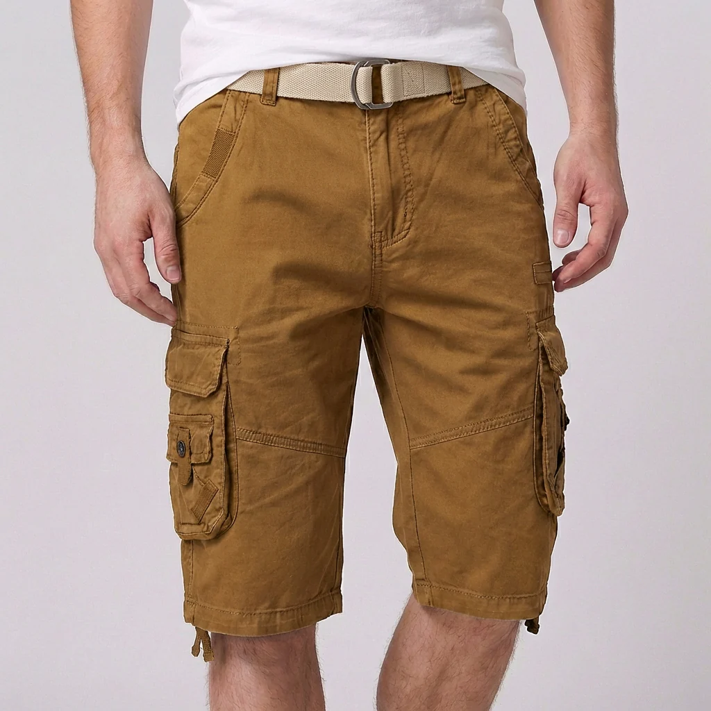 Theodore Relaxed Fit Cargo Shorts | Cargo Pockets Belted Cargo Shorts - Image 5