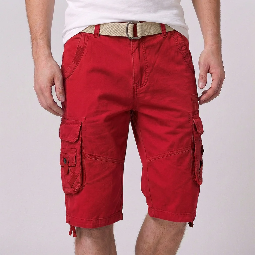Theodore Relaxed Fit Cargo Shorts | Cargo Pockets Belted Cargo Shorts - Image 8